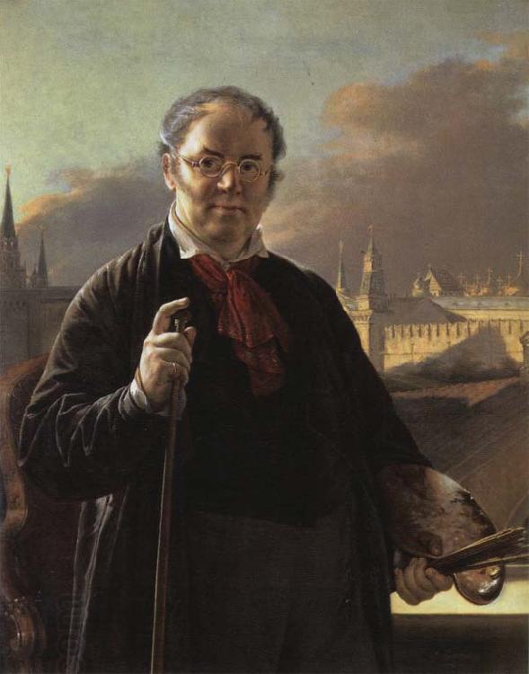 Vasily Tropinin Self-Portrait by a Window with a View on the Kremlin oil painting picture